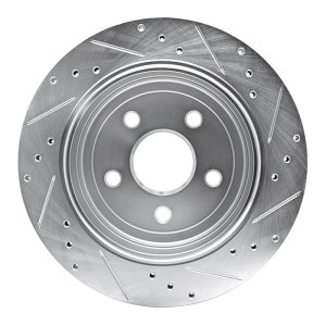 Dodge Durango Brake Rotor (1) - Rear Left - R1 Concepts - Drilled & Slotted - Silver - `11-`25